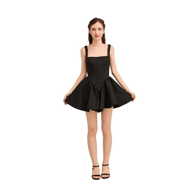 kids atelier tulleen Black Square-Neck Flared Dress