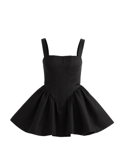 kids atelier tulleen Black Square-Neck Flared Dress