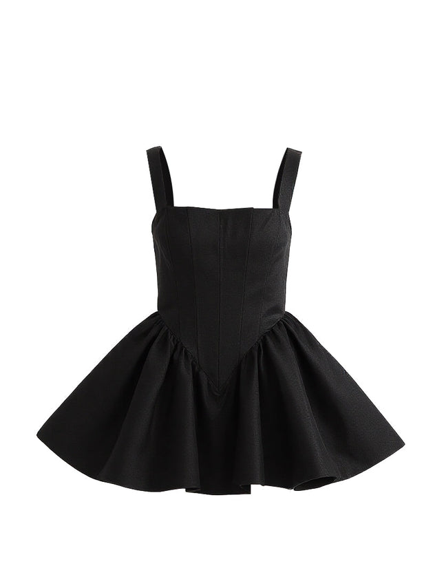 kids atelier tulleen Black Square-Neck Flared Dress