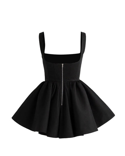 kids atelier tulleen Black Square-Neck Flared Dress