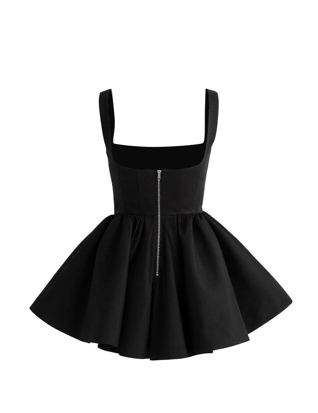 kids atelier tulleen Black Square-Neck Flared Dress