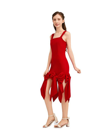 kids atelier tulleen Radiant Red Bow-Tail Dress