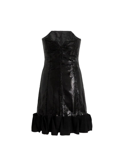 kids atelier tulleen Black Satin Strapless Dress