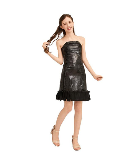 kids atelier tulleen Black Satin Strapless Dress