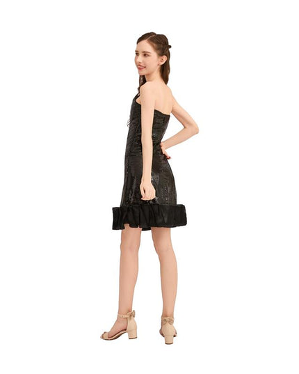 kids atelier tulleen Black Satin Strapless Dress