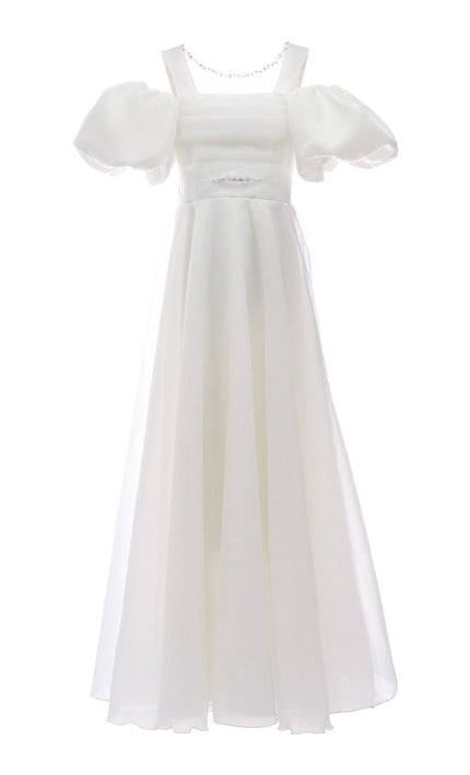 kids atelier tulleen Ivory Thea Puff-Sleeve Dress