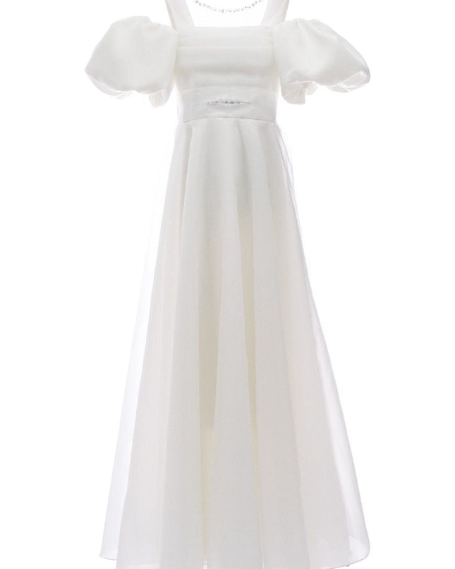 kids atelier tulleen Ivory Thea Puff-Sleeve Dress