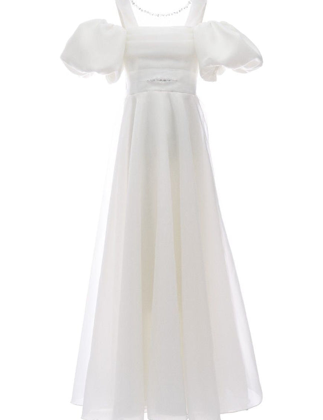 kids atelier tulleen Ivory Thea Puff-Sleeve Dress