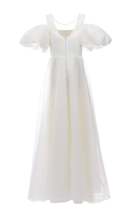kids atelier tulleen Ivory Thea Puff-Sleeve Dress