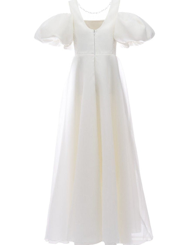 kids atelier tulleen Ivory Thea Puff-Sleeve Dress