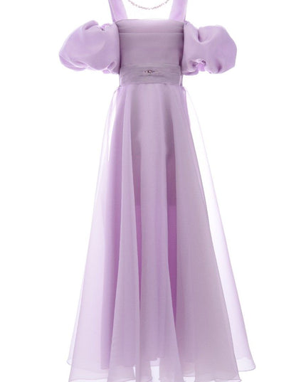 kids atelier tulleen Lavender Thea Puff-Sleeve Dress