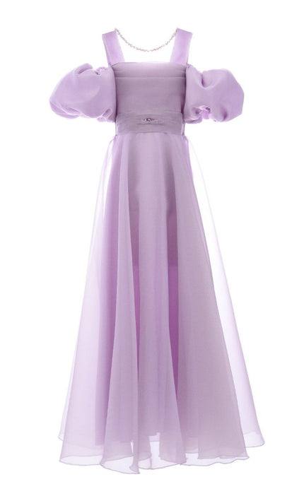 kids atelier tulleen Lavender Thea Puff-Sleeve Dress