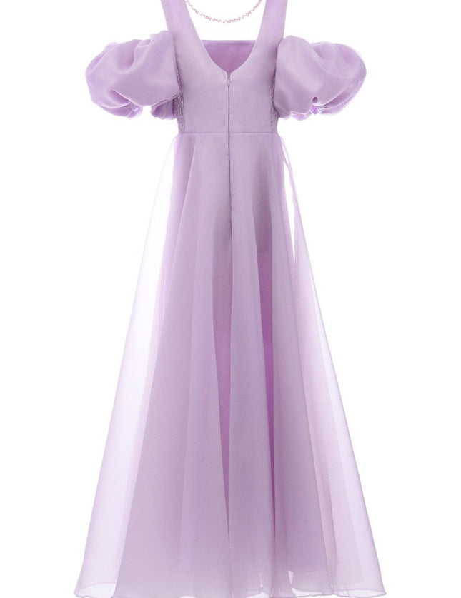 kids atelier tulleen Lavender Thea Puff-Sleeve Dress