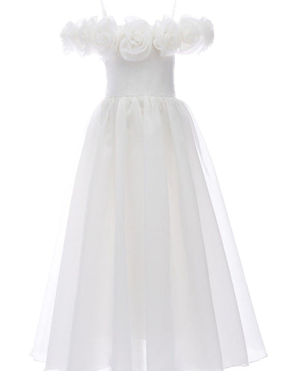 kids atelier tulleen Ivory Chloe Rose Appliqué Tulle Dress