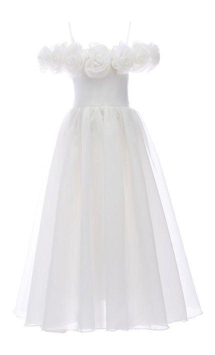 kids atelier tulleen Ivory Chloe Rose Appliqué Tulle Dress
