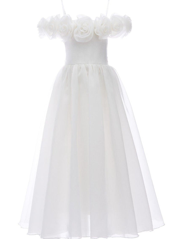 kids atelier tulleen Ivory Chloe Rose Appliqué Tulle Dress