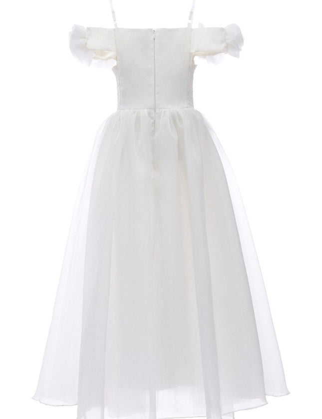 kids atelier tulleen Ivory Chloe Rose Appliqué Tulle Dress