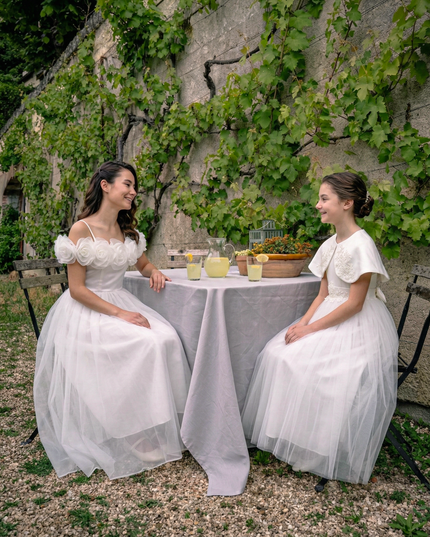 kids atelier tulleen Ivory Chloe Rose Appliqué Tulle Dress