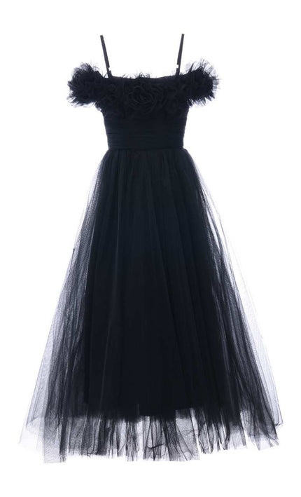 kids atelier tulleen Black Lilo Floral Tulle Gown