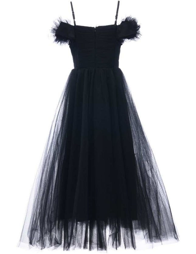 kids atelier tulleen Black Lilo Floral Tulle Gown