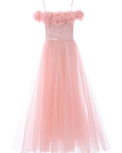 kids atelier tulleen Pink Lilo Floral Tulle Gown