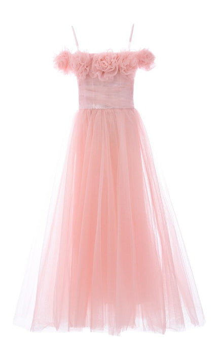 kids atelier tulleen Pink Lilo Floral Tulle Gown