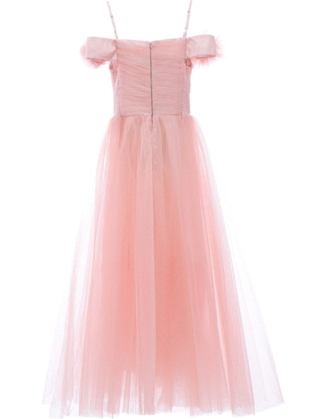 kids atelier tulleen Pink Lilo Floral Tulle Gown