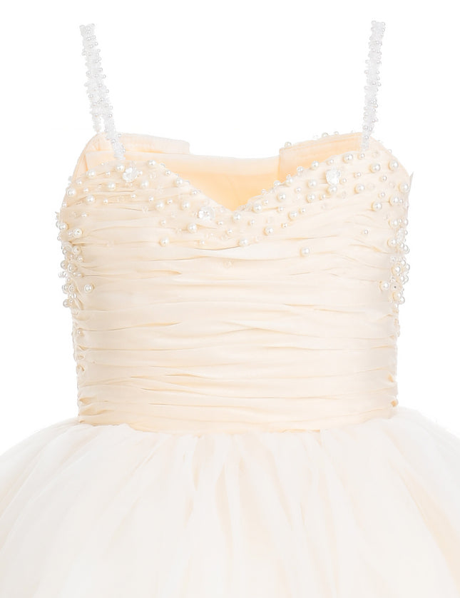 kids atelier tulleen Cream Maristella Ruched Tulle Gown
