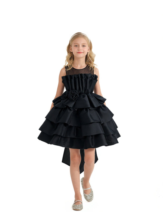 kids atelier tulleen Black Tiered Bow Dress