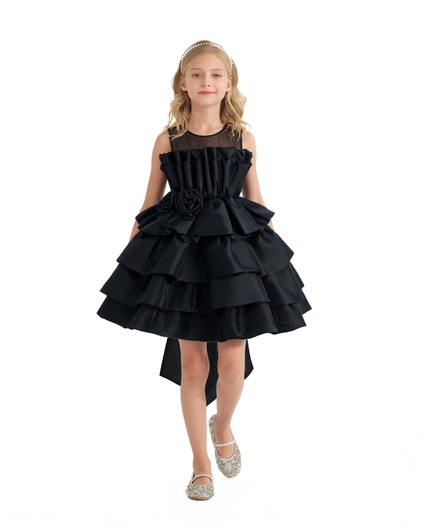 Black Tiered Bow Dress 1Y/2Y / Black