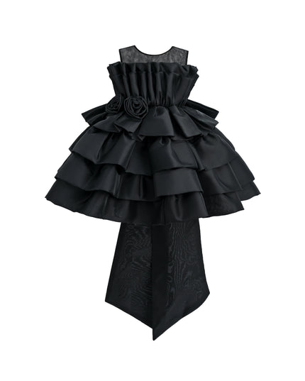 kids atelier tulleen Black Tiered Bow Dress