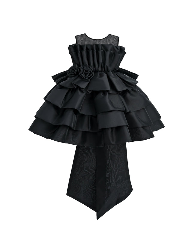 kids atelier tulleen Black Tiered Bow Dress