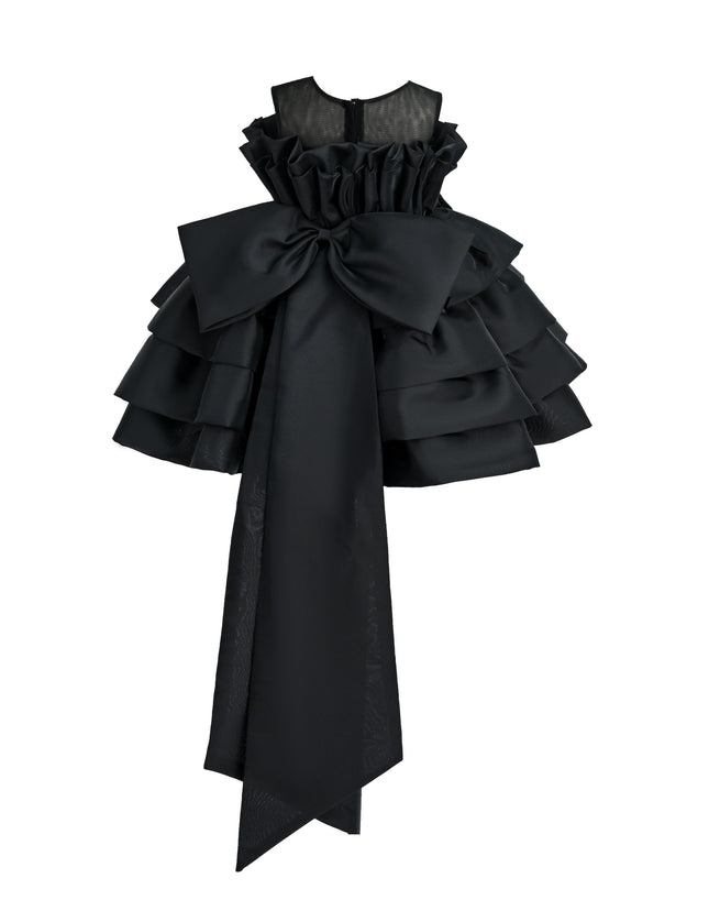 kids atelier tulleen Black Tiered Bow Dress
