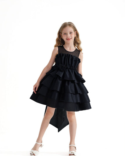 kids atelier tulleen Black Tiered Bow Dress