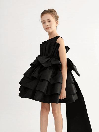 Black Tiered Bow Dress 1Y/2Y / Black