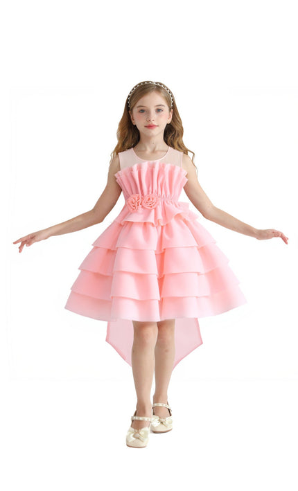 kids atelier tulleen Pink Tiered Bow Dress
