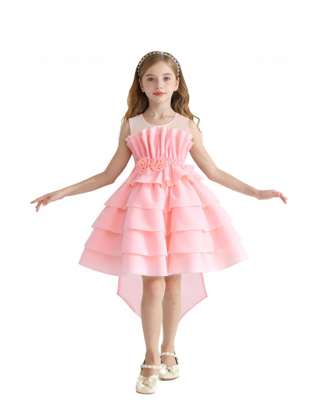 kids atelier tulleen Pink Tiered Bow Dress