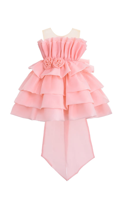 kids atelier tulleen Pink Tiered Bow Dress