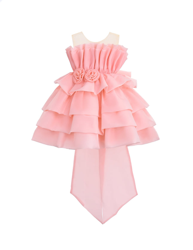 kids atelier tulleen Pink Tiered Bow Dress