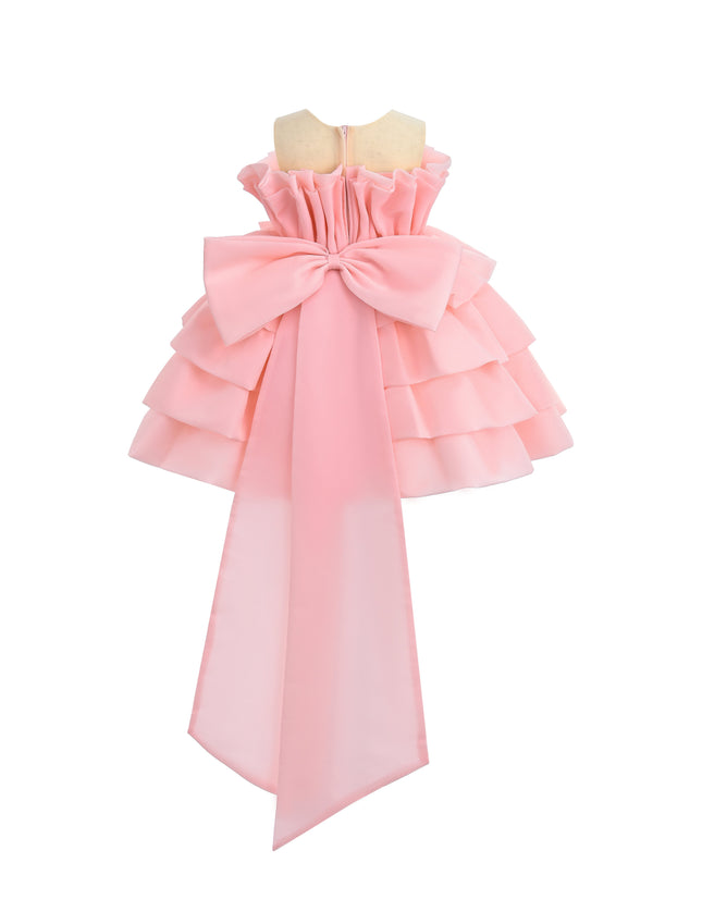 kids atelier tulleen Pink Tiered Bow Dress