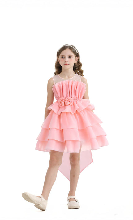 kids atelier tulleen Pink Tiered Bow Dress