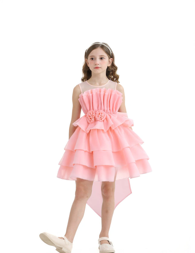 kids atelier tulleen Pink Tiered Bow Dress
