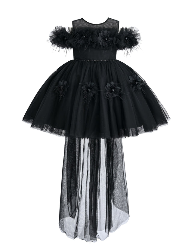 kids atelier tulleen Black Feather Bow Dress
