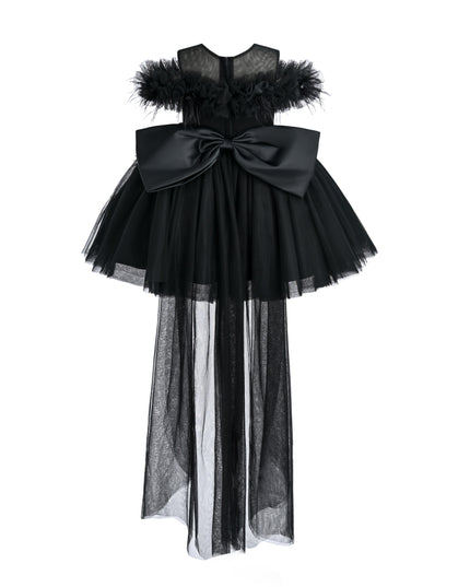 kids atelier tulleen Black Feather Bow Dress