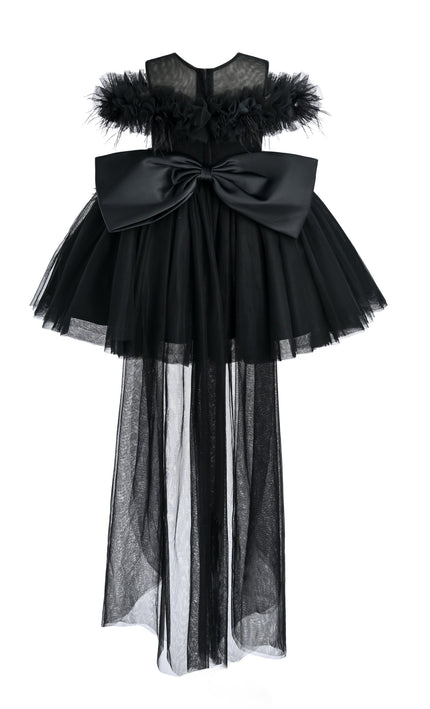 kids atelier tulleen Black Feather Bow Dress
