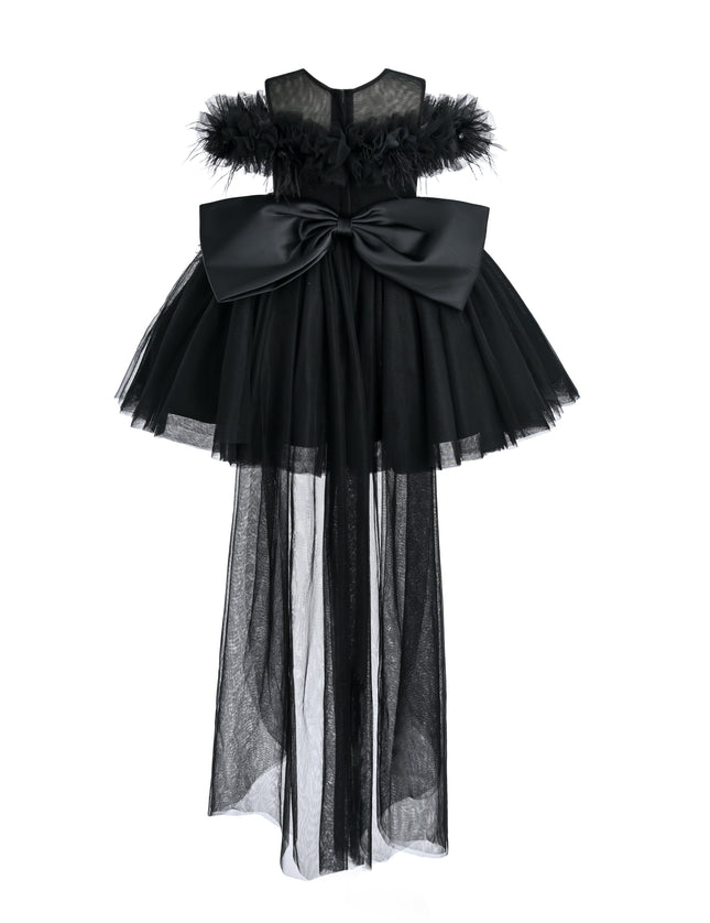 kids atelier tulleen Black Feather Bow Dress