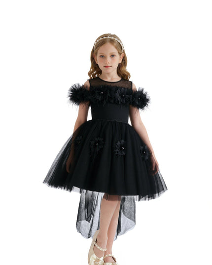 kids atelier tulleen Black Feather Bow Dress
