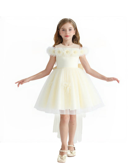 kids atelier tulleen Ivory Floral Tulle Gown