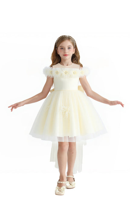kids atelier tulleen Ivory Floral Tulle Gown
