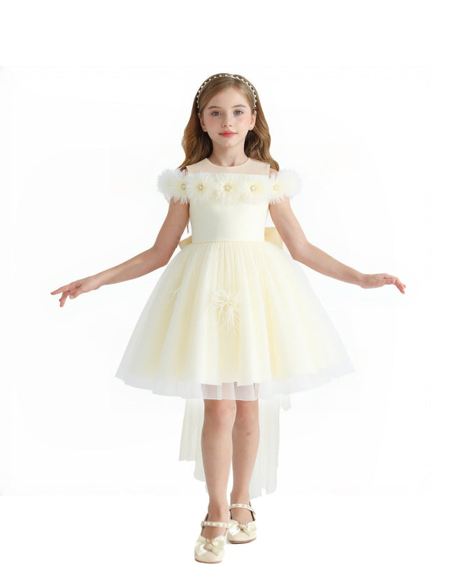 kids atelier tulleen Ivory Floral Tulle Gown